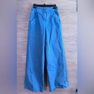 Tibi Ultra High Waisted Wide Leg Trouser Pant‎ Size 0 Blue